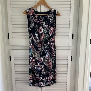 Connected Apparel Pink and White Ruched Sheath Floral Dress